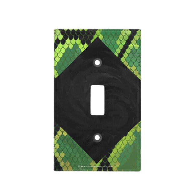 Monogram Snake Green and Black Light Switch Cover (Front)