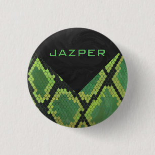 Monogram Snake Green and Black Pinback Button