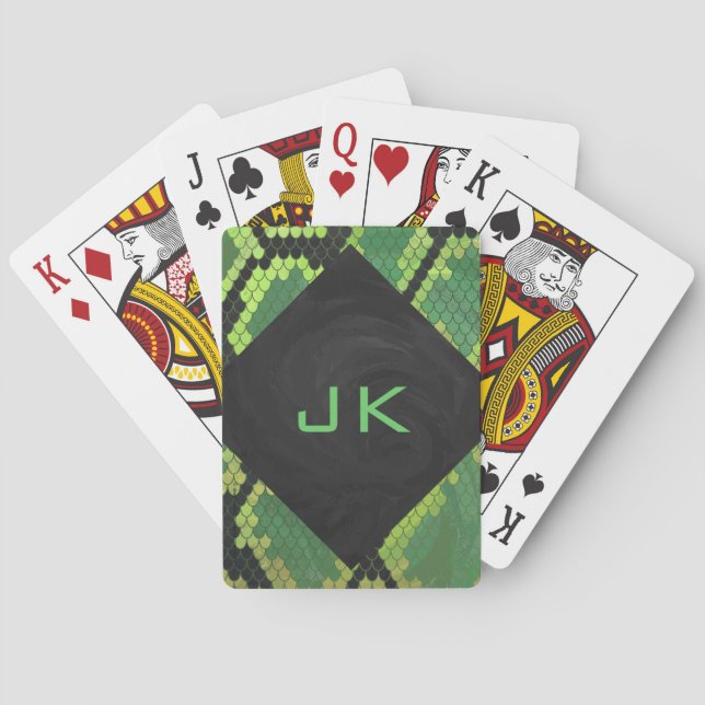 Monogram Snake Green and Black Poker Cards (Back)