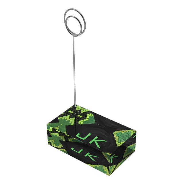 Monogram Snake Green and Black Table Number Holder (Corner)