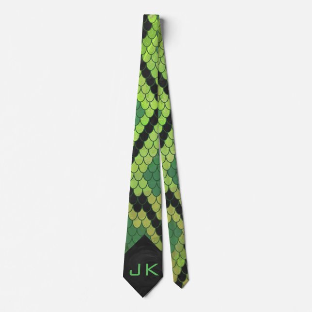 Monogram Snake Green and Black Tie (Front)
