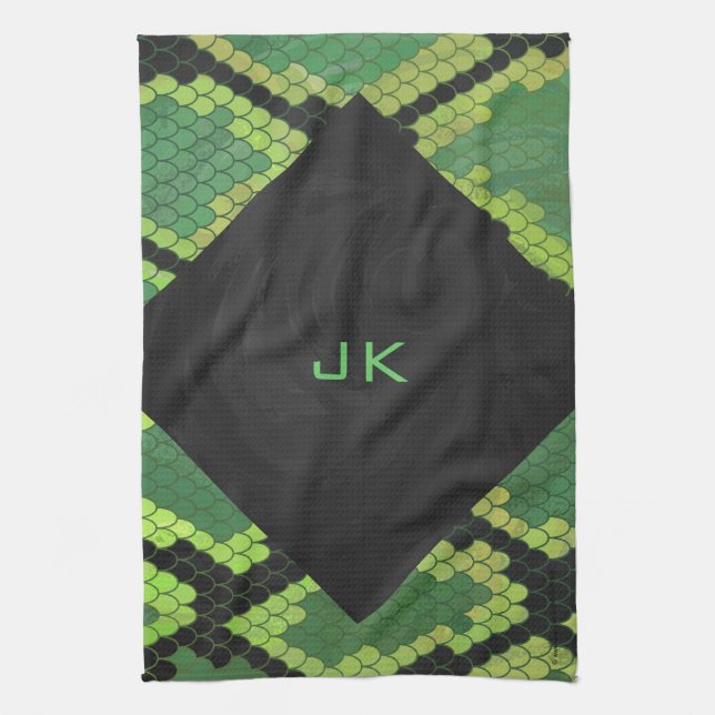 Monogram Snake Green and Black Towel (Vertical)