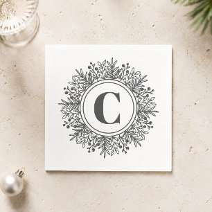 Monogram Snowflake Christmas Napkins