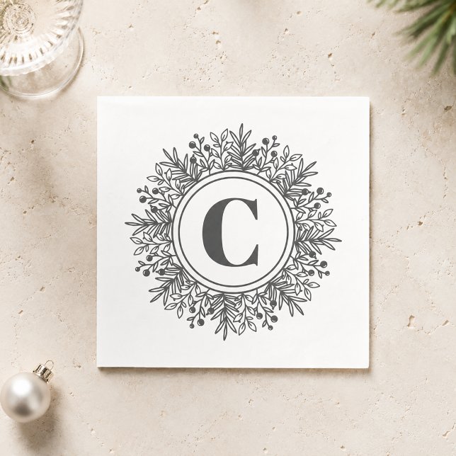 Monogram Snowflake Christmas Napkins (Monogram Snowflake Christmas Napkins)