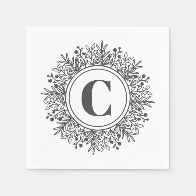 Monogram Snowflake Christmas Napkins (Front)