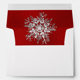 Monogram & Snowflake - Red/Silver Envelope