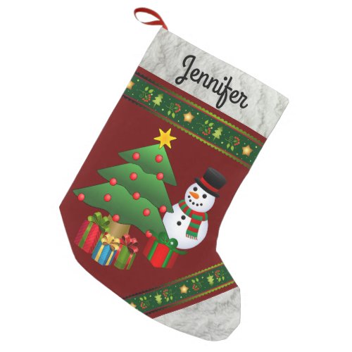 Monogram Snowman and Gifts _ Christmas Stocking