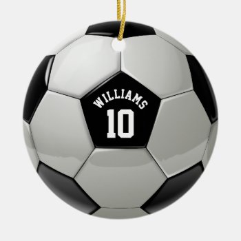 Monogram Soccer Ball Association Football Sports Ceramic Ornament by BCMonogramMe at Zazzle