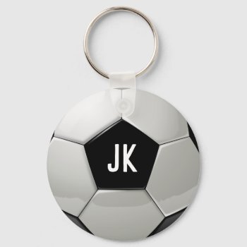 Monogram Soccer Ball Keychain by Susang6 at Zazzle
