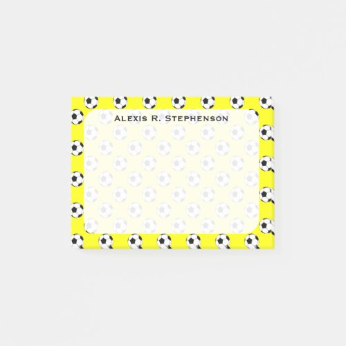 Monogram Soccer Futbol Balls Yellow Post_it Notes