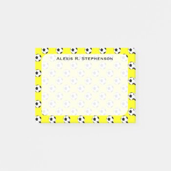 Monogram Soccer Futbol Balls Yellow Post-it Notes by MtotheFifthPower at Zazzle