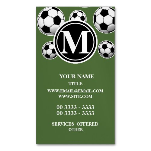 Monogram Soccer _ Tree Top Business Card Magnet