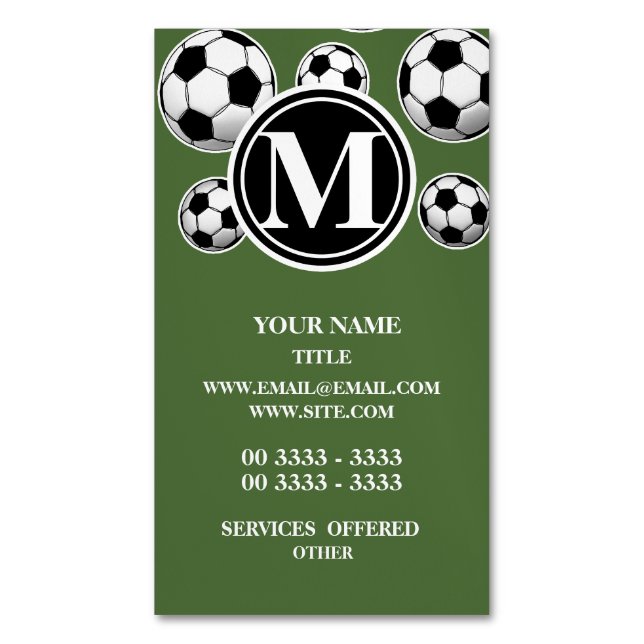 Monogram Soccer - Tree Top Business Card Magnet (Front Vertical)