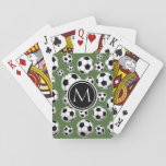 Monogram Soccer - Tree Top Playing Cards at Zazzle