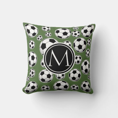 Monogram Soccer _ Tree Top Throw Pillow