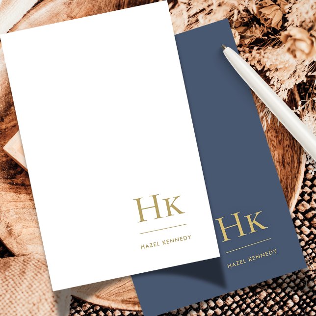 Monogram Social Notecard Professional Navy Gold (Creator Uploaded)