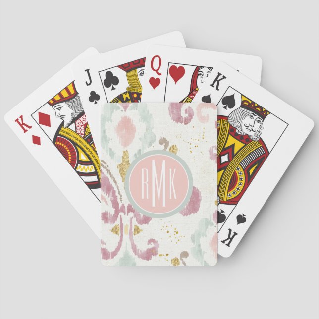 Monogram | Soft Deco Pattern Poker Cards (Back)