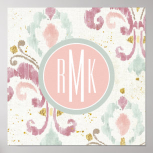 Monogram Soft Deco Pattern Poster