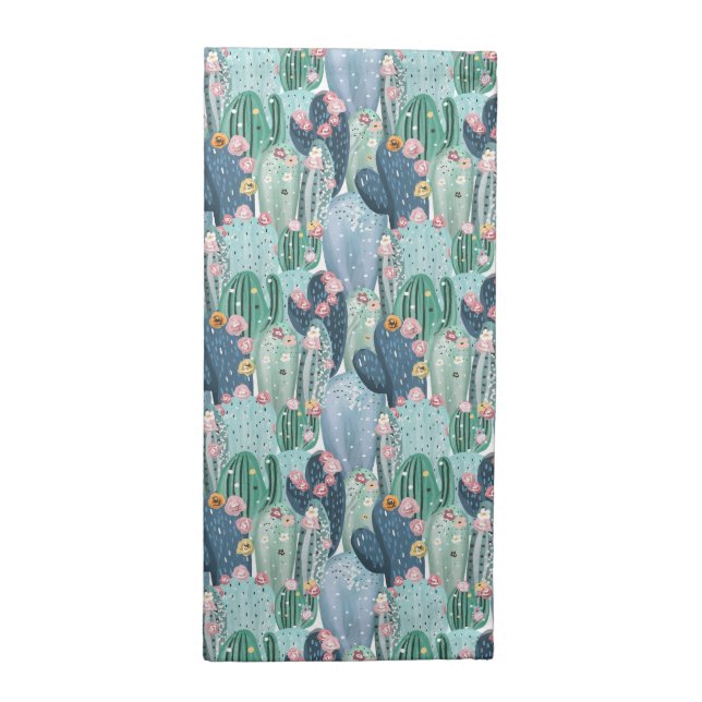 Monogram | Soft Patel Cactus Pattern Cloth Napkin (Half Fold)