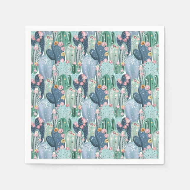 Monogram | Soft Patel Cactus Pattern Napkins (Front)