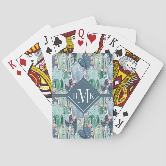 Monogram | Soft Patel Cactus Pattern Poker Cards (Back)