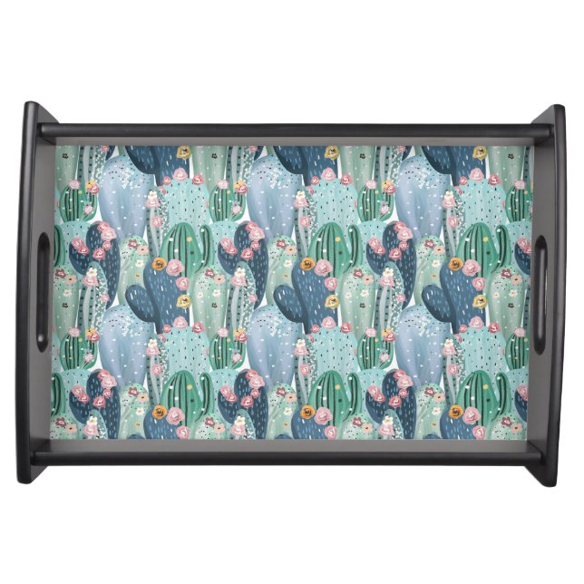 Monogram | Soft Patel Cactus Pattern Serving Tray (Front)