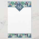 Monogram | Soft Patel Cactus Pattern Stationery