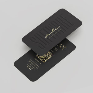 Monogram Software Engineer Modern Black Gold Business Card