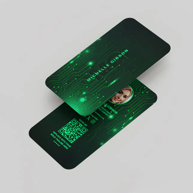 Monogram Software Engineer Modern Neon Green Business Card | Zazzle