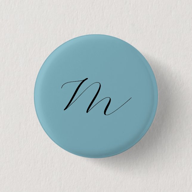 Monogram Solid Blue Pastel Minimalist Professional Button (Front)
