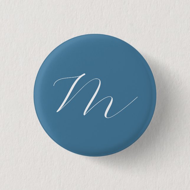 Monogram Solid Blue Pastel Minimalist Professional Button (Front)