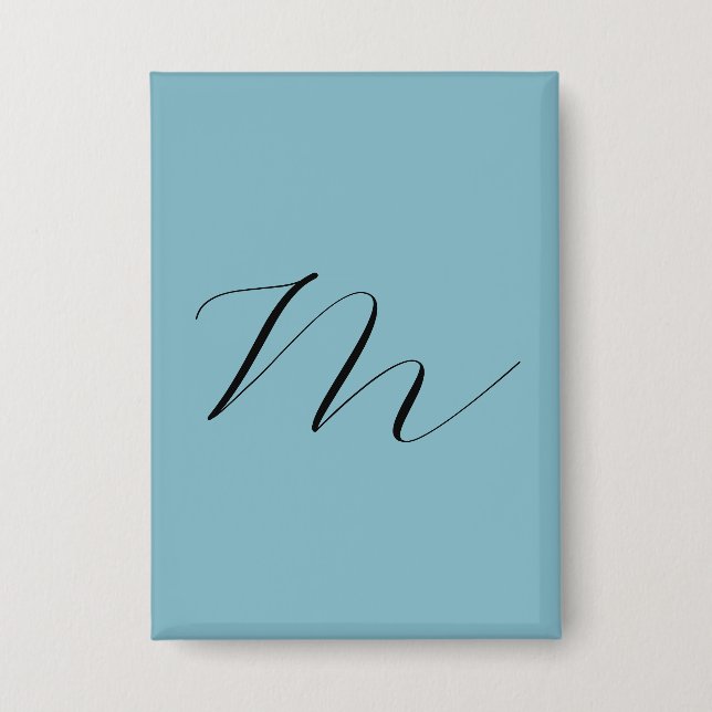 Monogram Solid Blue Pastel Minimalist Professional Button (Front)