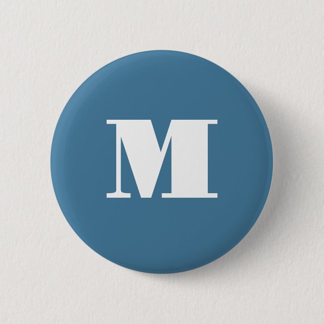 Monogram Solid Blue Pastel Minimalist Professional Button (Front)