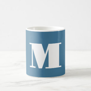 Monogram Solid Blue Pastel Minimalist Professional Coffee Mug