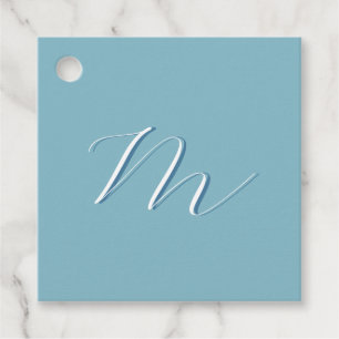 Monogram Solid Blue Pastel Minimalist Professional Favor Tags