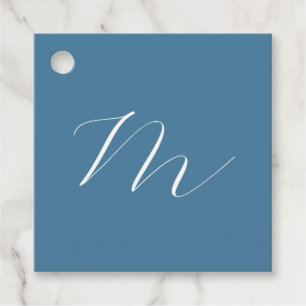 Monogram Solid Blue Pastel Minimalist Professional Favor Tags