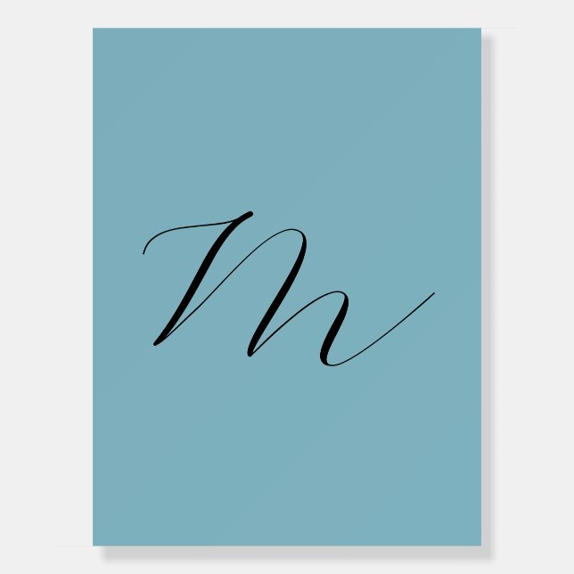 Monogram Solid Blue Pastel Minimalist Professional Foam Board (Front)