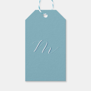 Monogram Solid Blue Pastel Minimalist Professional Gift Tags