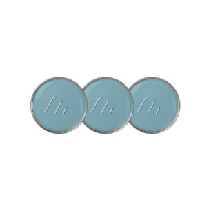 Monogram Solid Blue Pastel Minimalist Professional Golf Ball Marker
