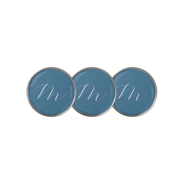 Monogram Solid Blue Pastel Minimalist Professional Golf Ball Marker (3 Up)