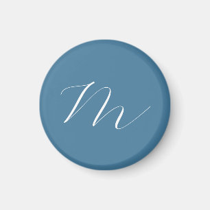 Monogram Solid Blue Pastel Minimalist Professional Magnet