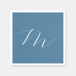 Monogram Solid Blue Pastel Minimalist Professional Napkins