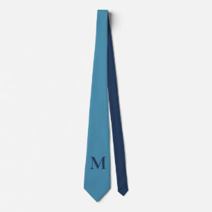 Monogram Solid Blue Pastel Minimalist Professional Neck Tie
