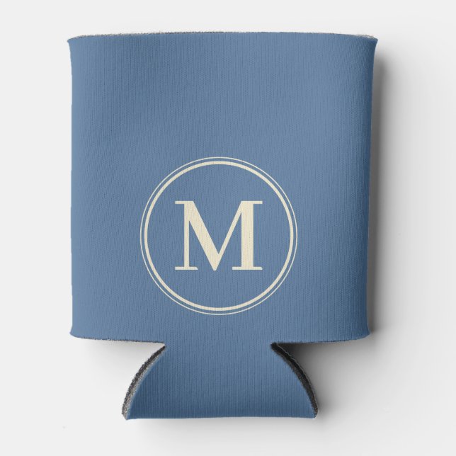 Monogram Solid Capri Blue Color  Can Cooler (Front)