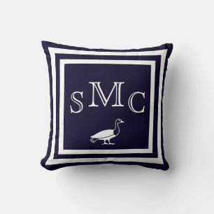 MONOGRAM Solid dark blue plain pillow