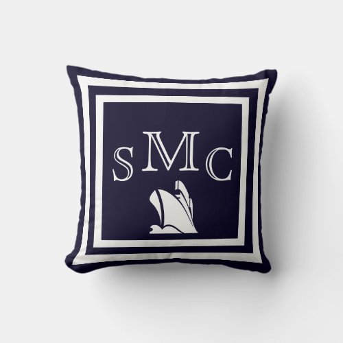 MONOGRAM Solid dark blue plain pillow