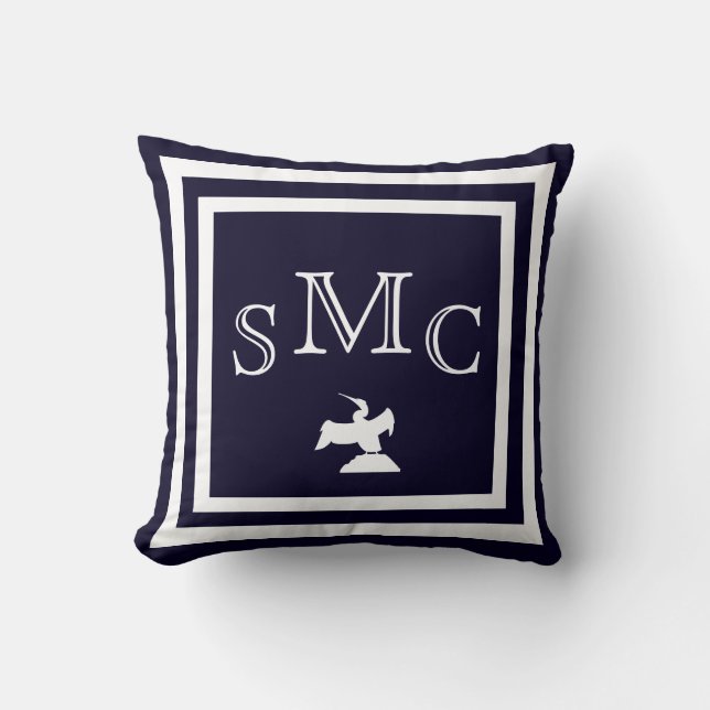 MONOGRAM Solid dark blue plain pillow (Front)