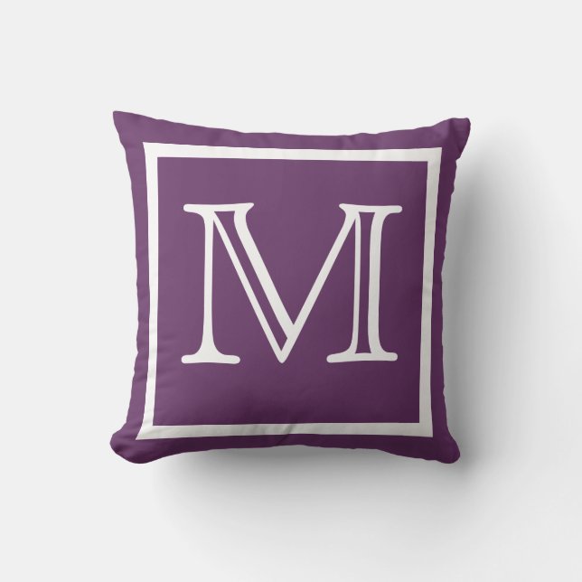 MONOGRAM Solid Dark Soft powder Purple Bright Throw Pillow (Front)