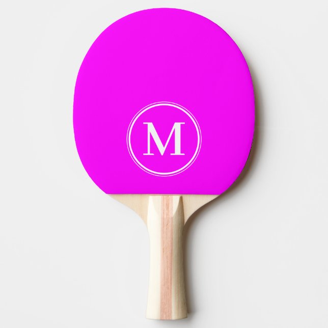 Monogram Solid Electric Retro Pink Color  Ping Pong Paddle (Front)