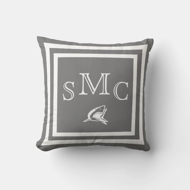 MONOGRAM Solid Gray Shark plain pillow (Front)